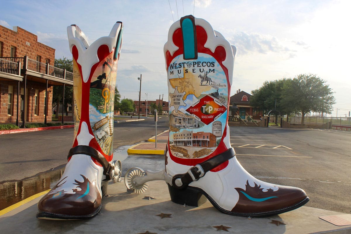 Large pair of cowboy boots in Big Bend, TX
