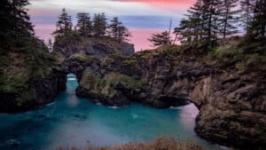 Oregon Coast with ocean and trees