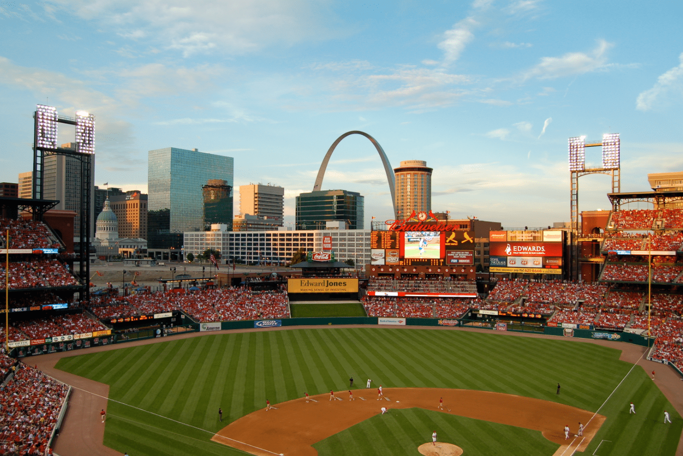 St. Louis Cardinals baseball field by the arch